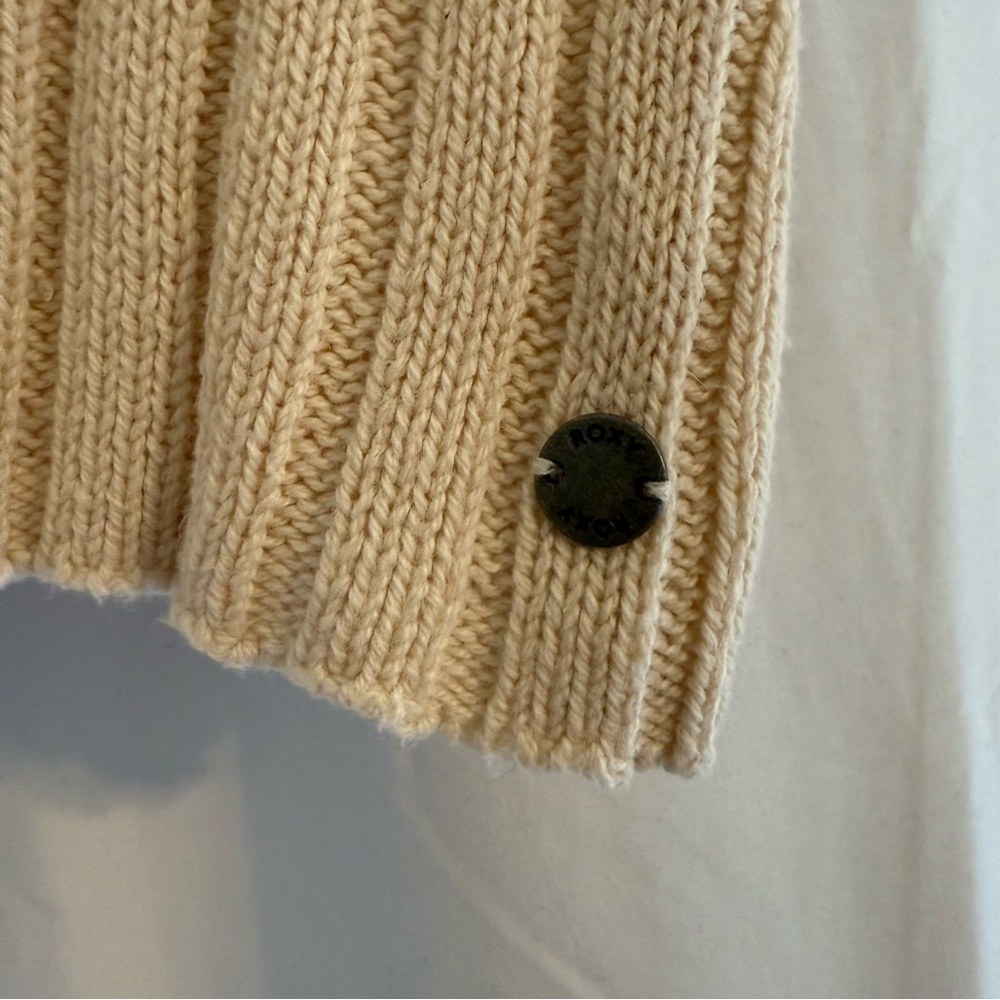 Roxy Cream Ribbed Knit Sweater Tank Cami Adjustable Straps Small - Picture 3 of 6